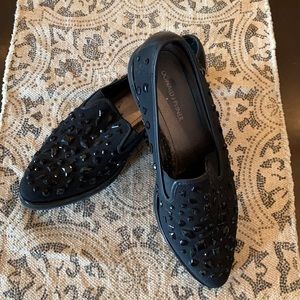 Beaded slip-on platform shoe